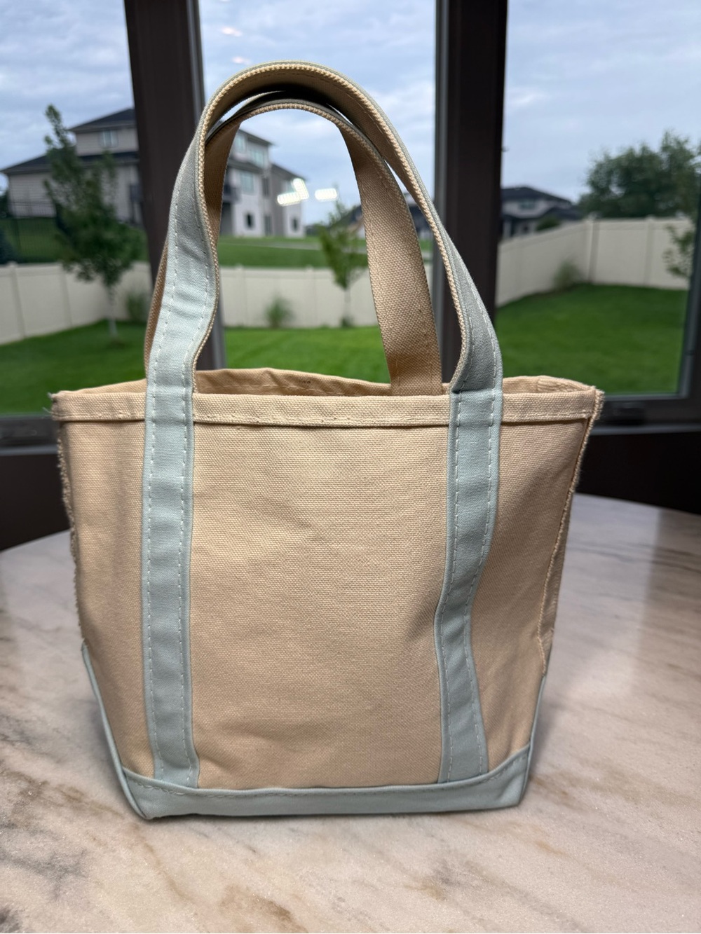 LL Bean Boat And Tote GUC Baby Blue Small Canvas USA Made